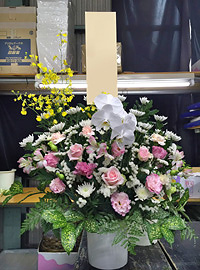 葬儀供花　洋花＋胡蝶蘭　市川市斎場